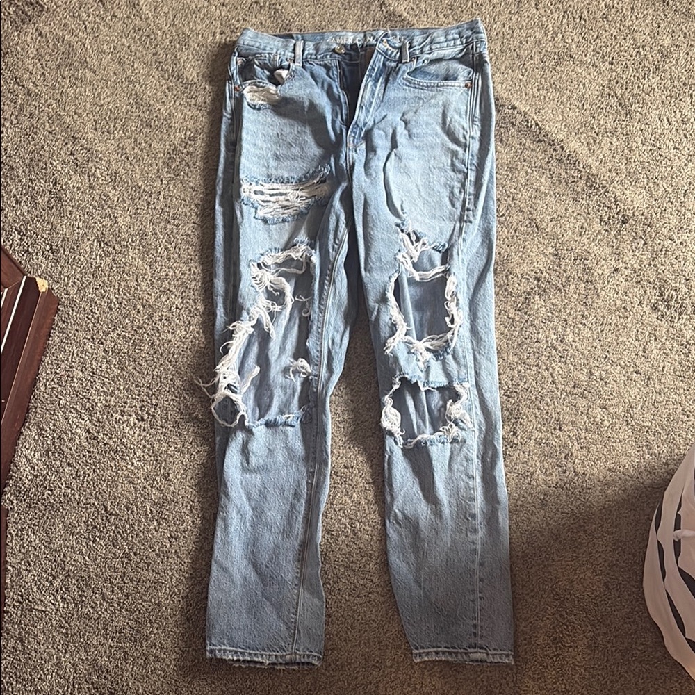 American Eagle Outfitters Light Blue Distressed Flare Jeans